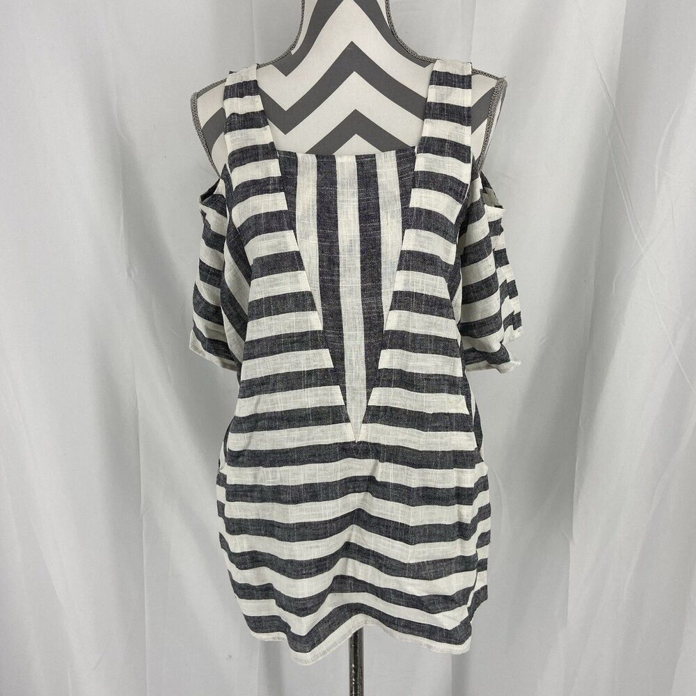 Soft Surroundings Sunset Park Tunic Top Cotton Linen Open Shoulder Petite Large